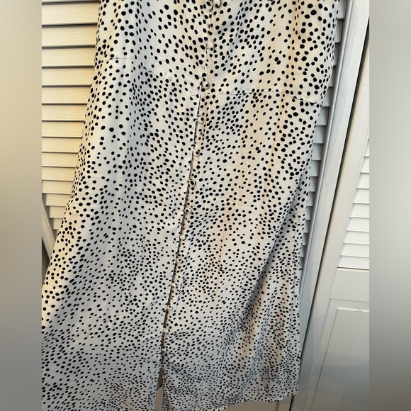 Gap Cami Button Front Dress 12 Spaghetti Strap Polka Dots White Navy - Picture 4 of 5